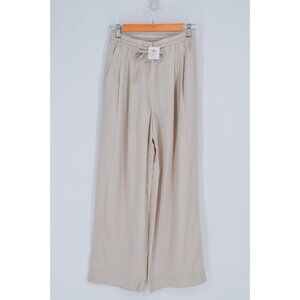 NEW Club Monaco Signature Elasticated Wide Leg Trouser Pants Cream Women's XS